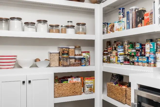 The inside of a walk-in pantry
