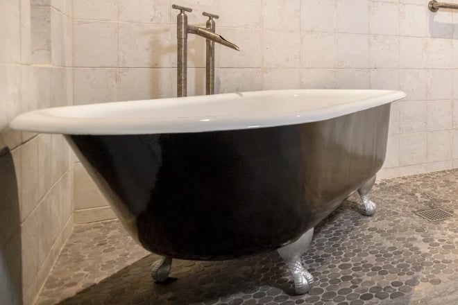 A classic clawfoot freestanding bathtub