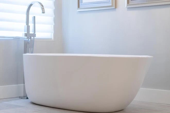 A modern soaking bathtub