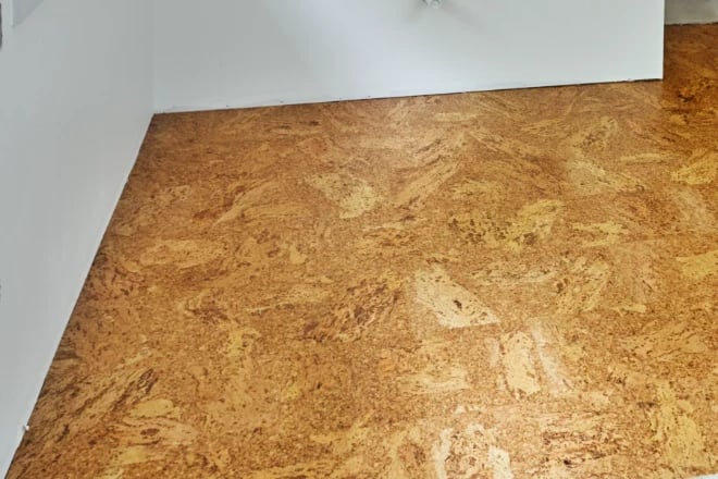 Cork flooring in a bathroom remodel