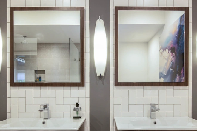 Two mirrors in a bathroom