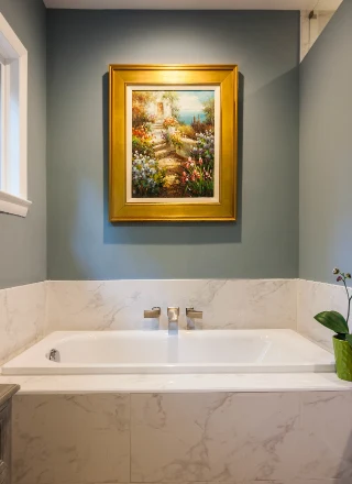 A luxury built-in bathtub