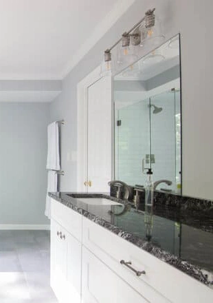 A professionally installed bathroom countertop by Ranney Blair Remodelers